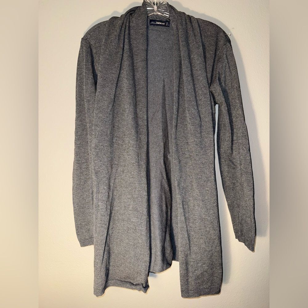 Zara knit open or tie cardigan grey Large